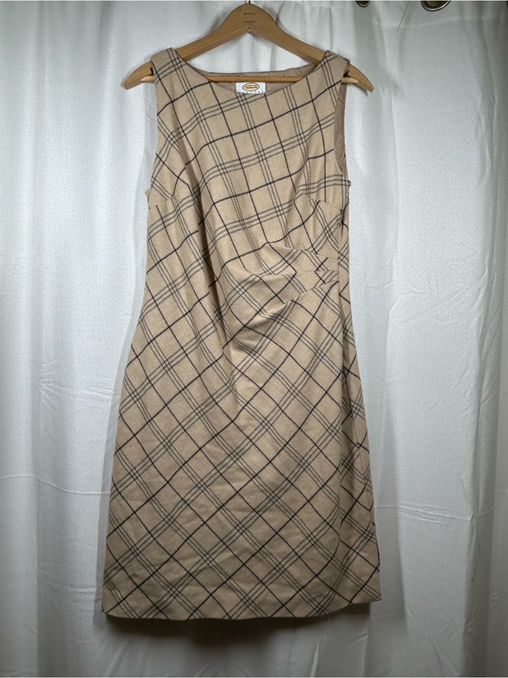 Vintage Talbots Wool Blend Dress Tan Grey Black Size 12 Petites